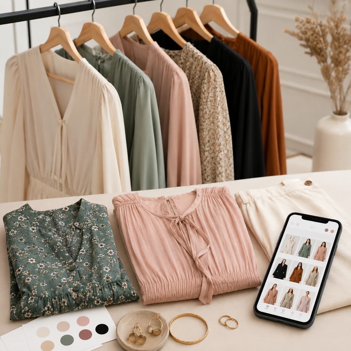 Moda koleksiyonu ve aksesuarların düzenli ürün sunumu