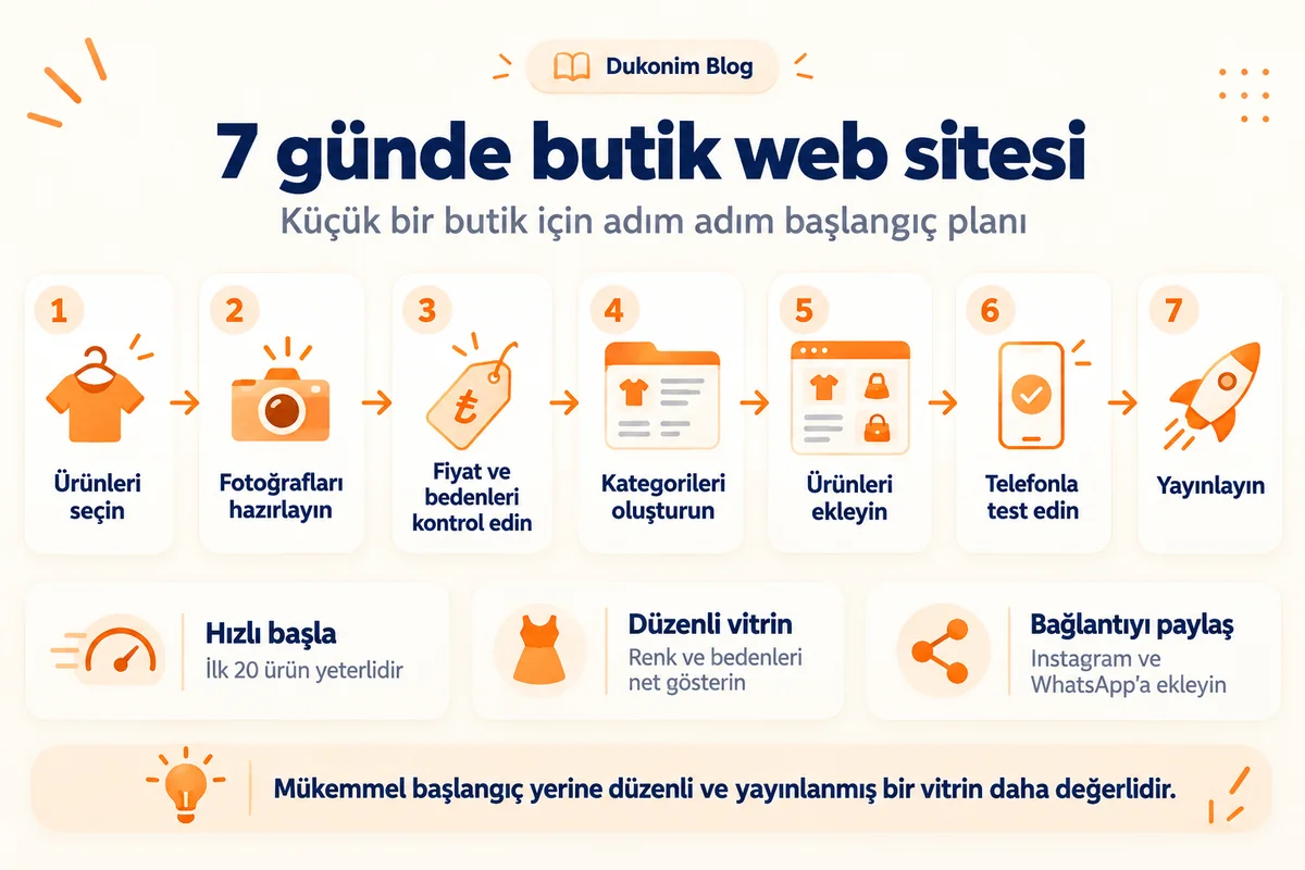 Yedi günde butik web sitesi hazırlama aşamaları