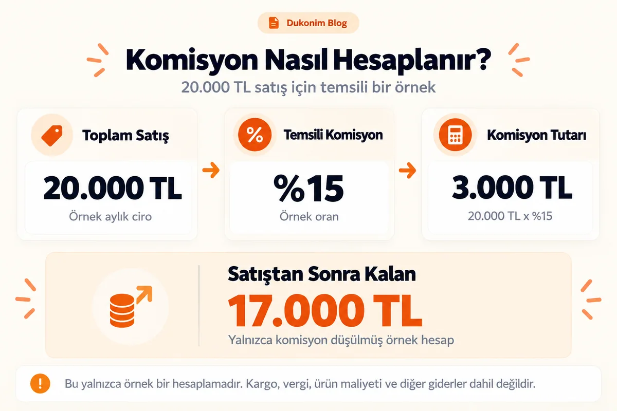 20 bin lira satış üzerinden temsili yüzde 15 komisyon örneği