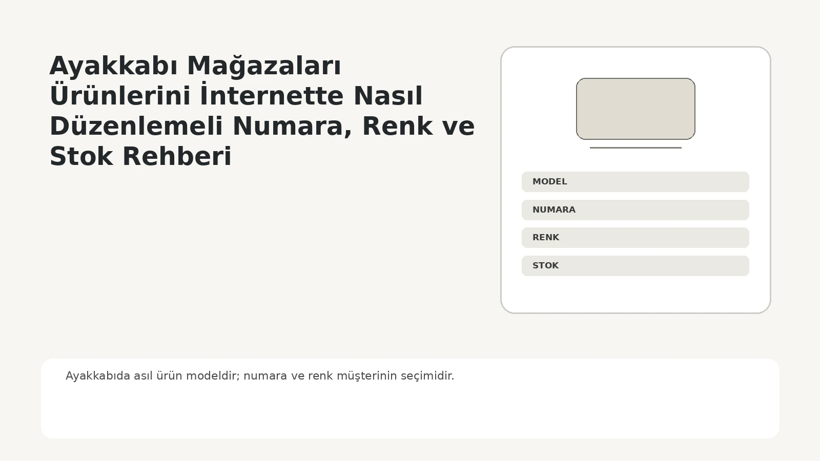 Ayakkabı mağazası web sitesinde model numara renk fiyat ve stok seçeneklerinin düzenlenmesi