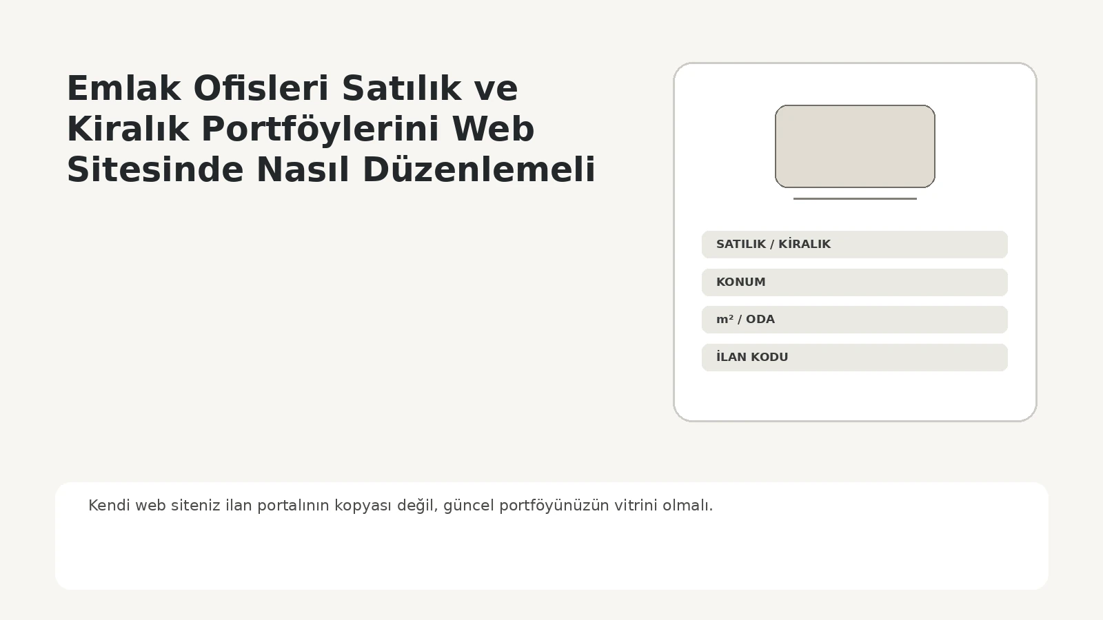 Emlak ofisinin satılık ve kiralık daire arsa ve işyeri portföyünü kendi web sitesinde düzenlemesi