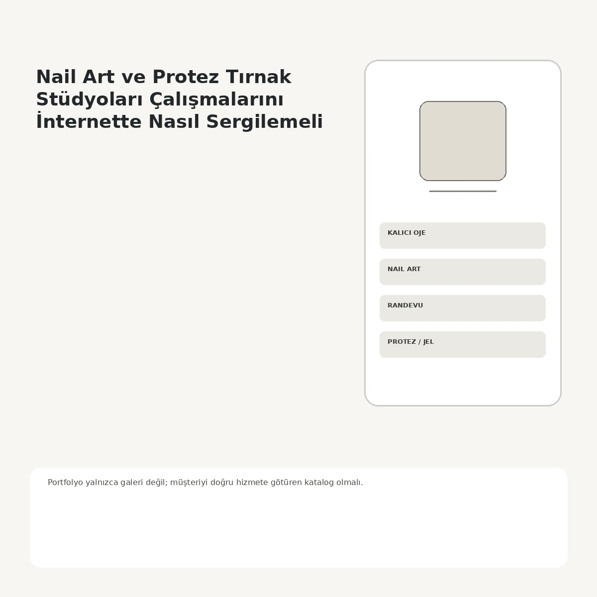 Protez tırnak, kalıcı oje ve nail art hizmetlerinin kategori kartları