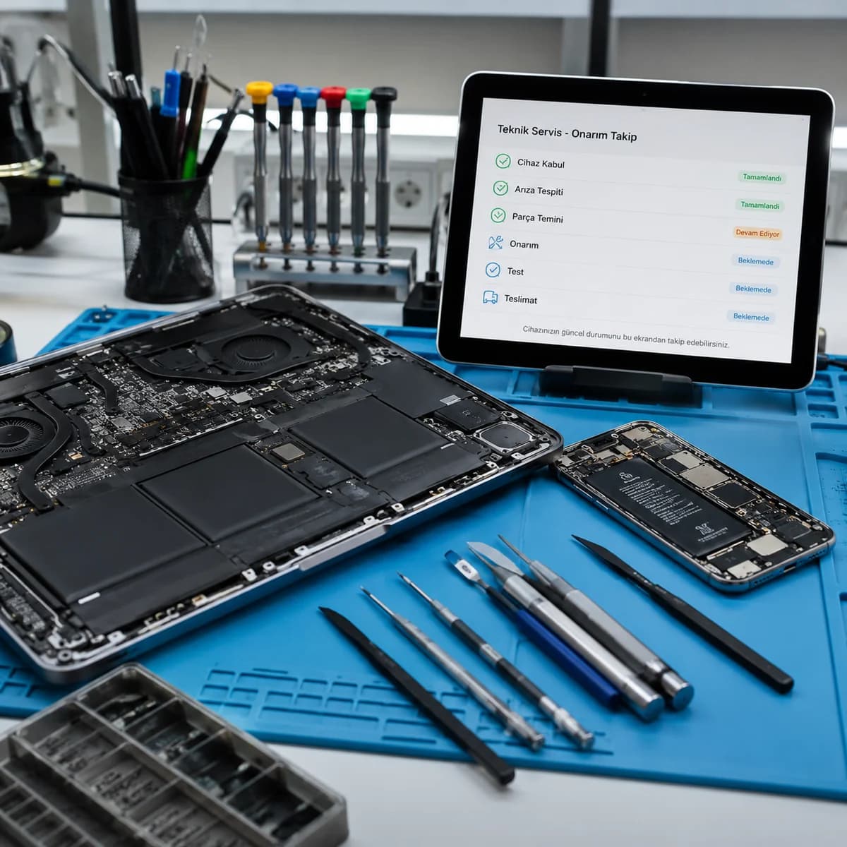 Teknik servis tezgâhında onarım süreci ve müşteri bilgilendirmesi