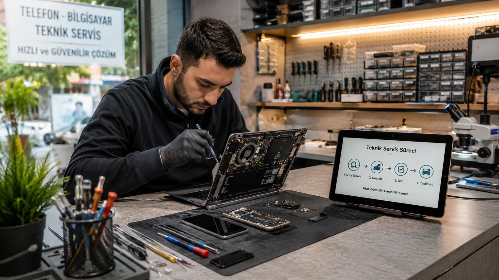 Telefon ve bilgisayar teknik servisinde cihaz onarımı