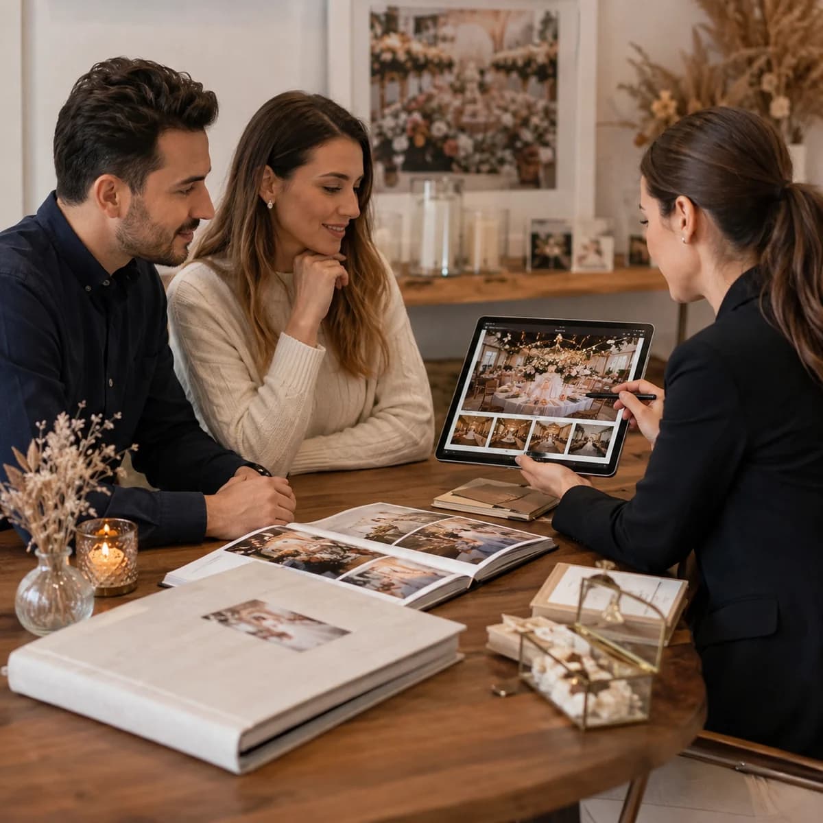 Müşteriye fotoğraf portföyü ve paketlerin sunulduğu görüşme