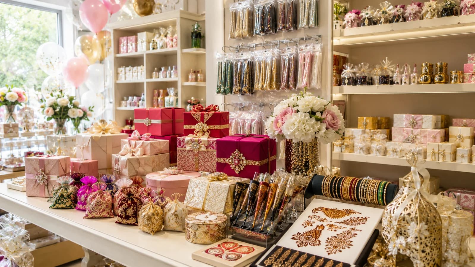 Kına düğün ve hediyelik ürünlerinin sergilendiği butik