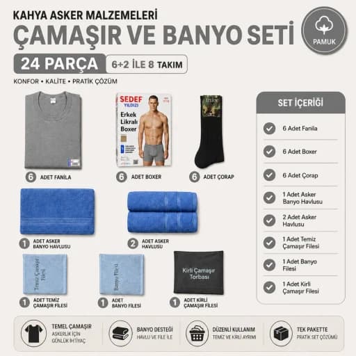 Gri Çamaşır + Banyo Seti 6+2 ürün görseli