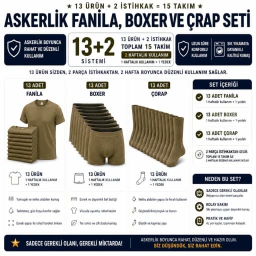 Asker Çamaşır Seti 13+2 15 Takım ürün görseli