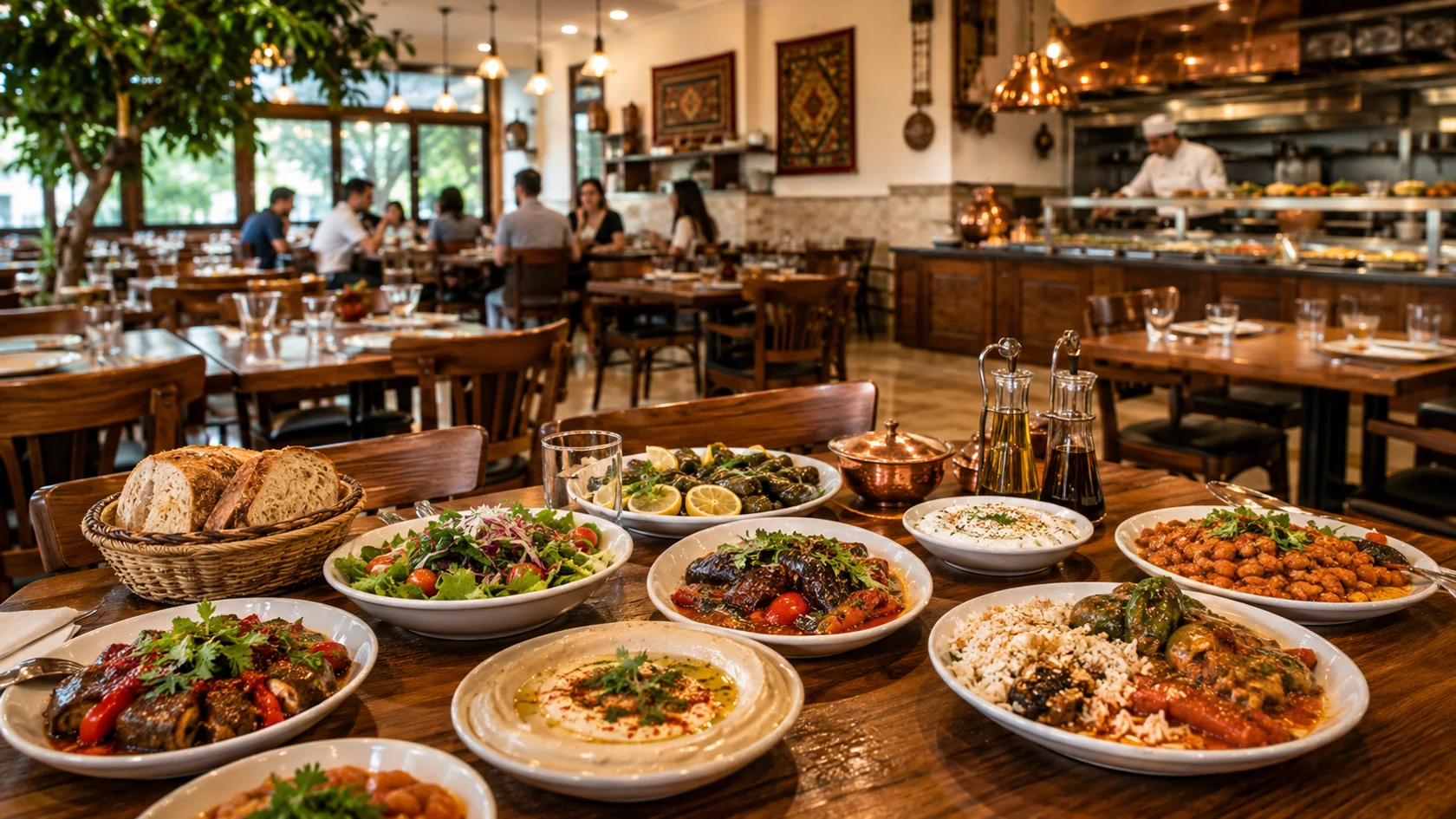 Kardeşler Lokantası yemek salonu ve hazır yemek masası